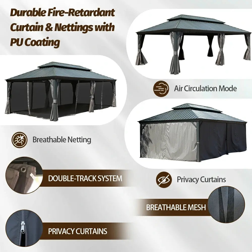 Domi Outdoor Living hardtop gazebo gray#size_14'x24'