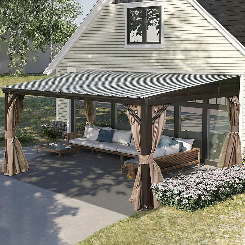 Domi Outdoor Living Wall-Mounted Hardtop Gazebo#size_10' x 12'