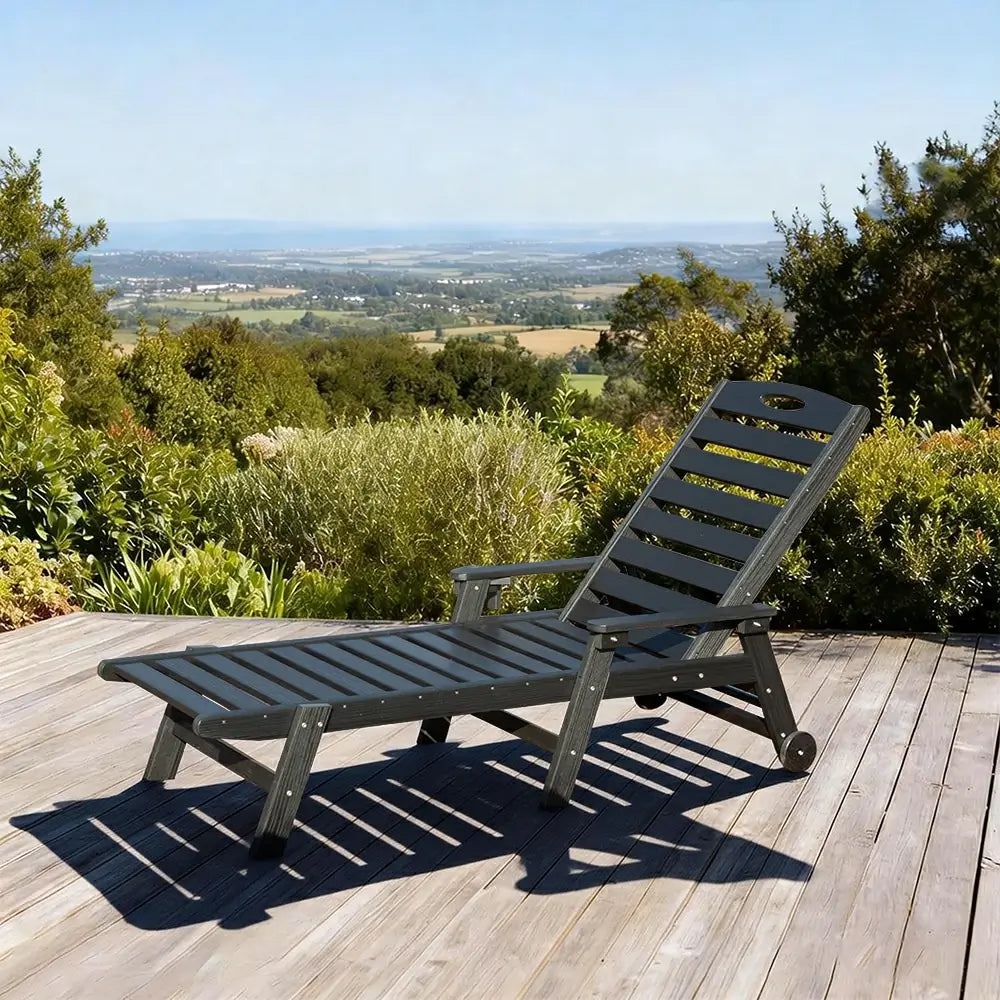 Domi Outdoor Living HDPE Chaise Lounge#color_black