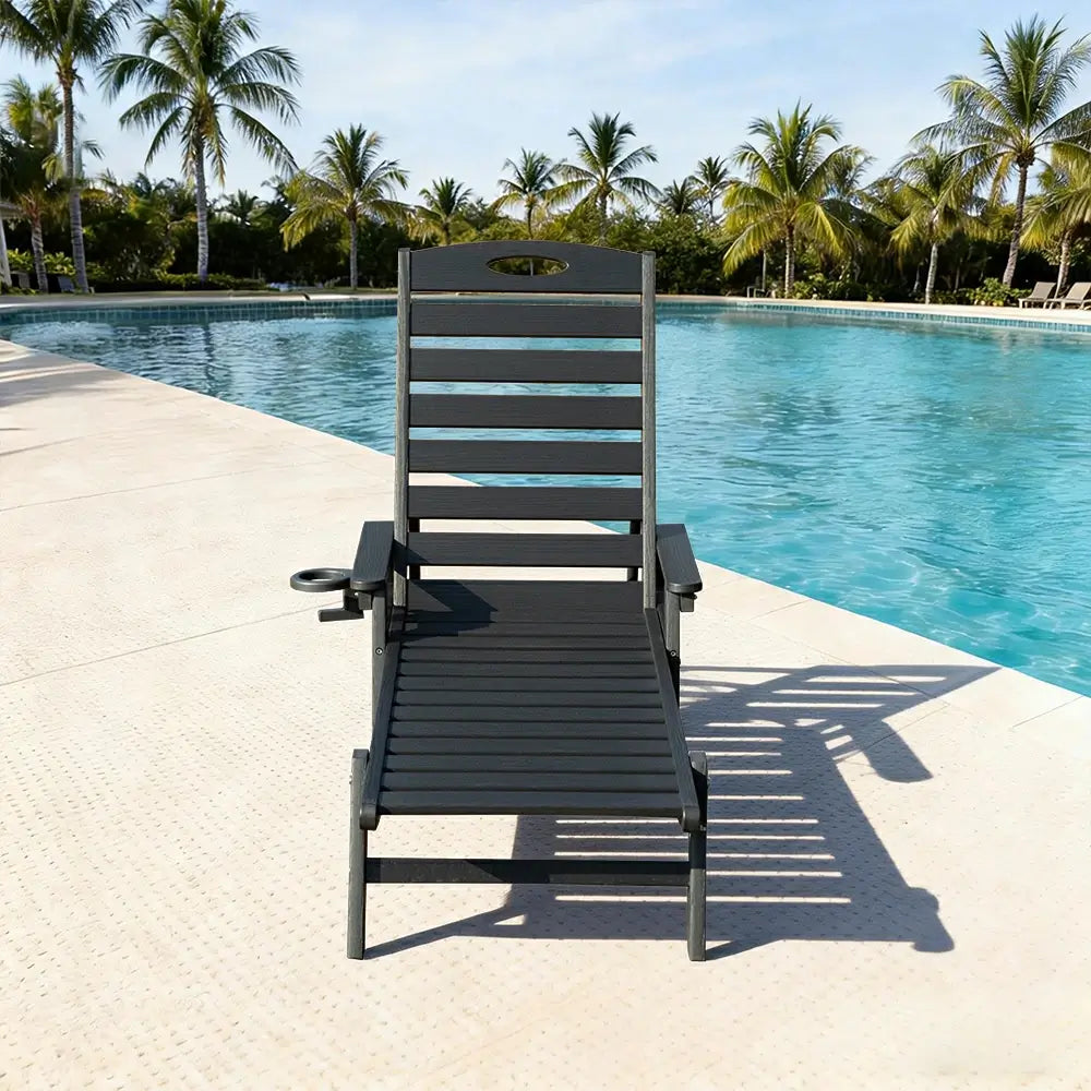 Domi Outdoor Living HDPE Chaise Lounge#color_black