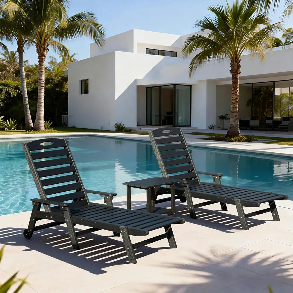 Domi Outdoor Living HDPE Chaise Lounge#color_black