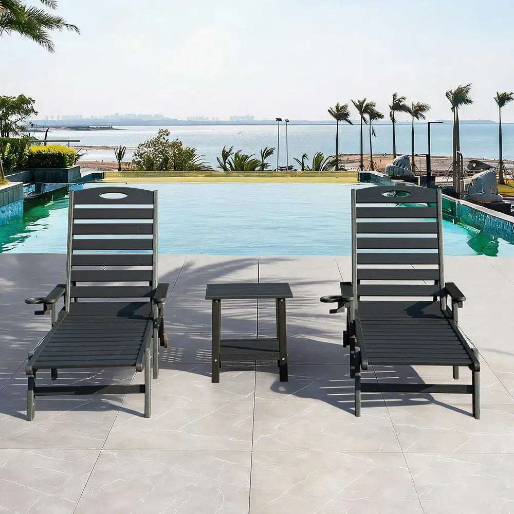 Domi Outdoor Living HDPE Chaise Lounge#color_black