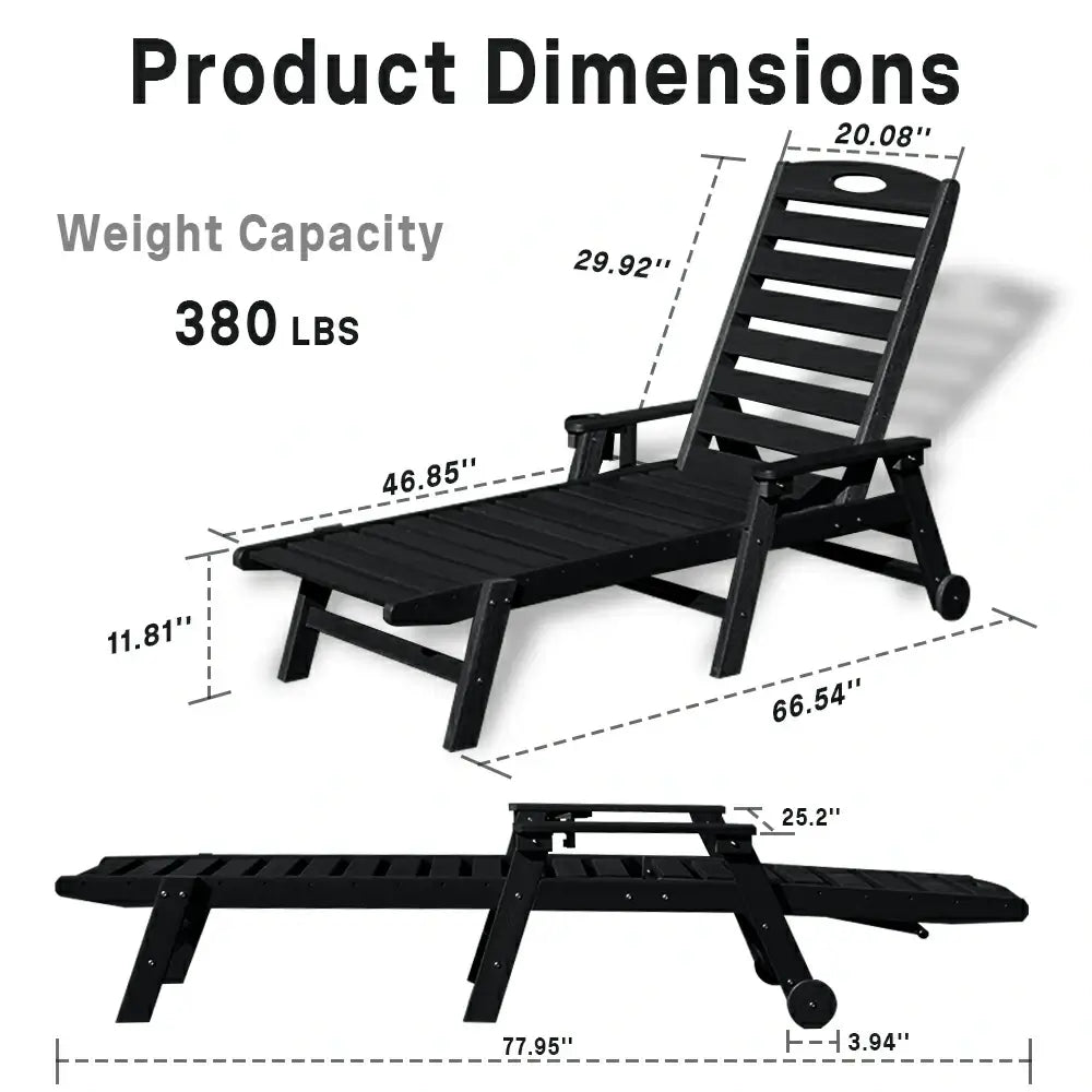 Domi Outdoor Living HDPE Chaise Lounge#color_black