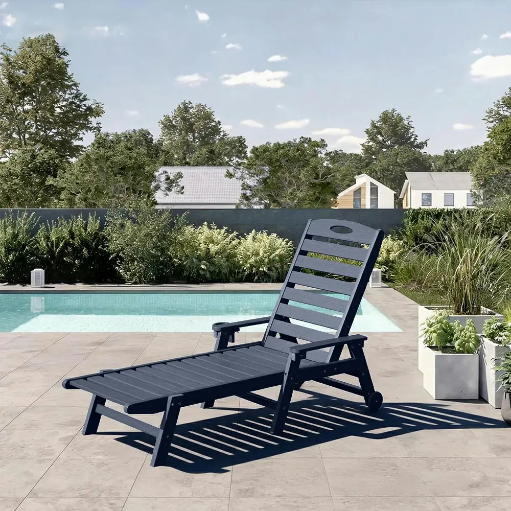 Domi Outdoor Living HDPE Chaise Lounge#color_navy blue