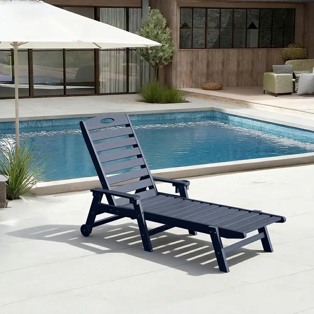 Domi Outdoor Living HDPE Chaise Lounge#color_navy blue