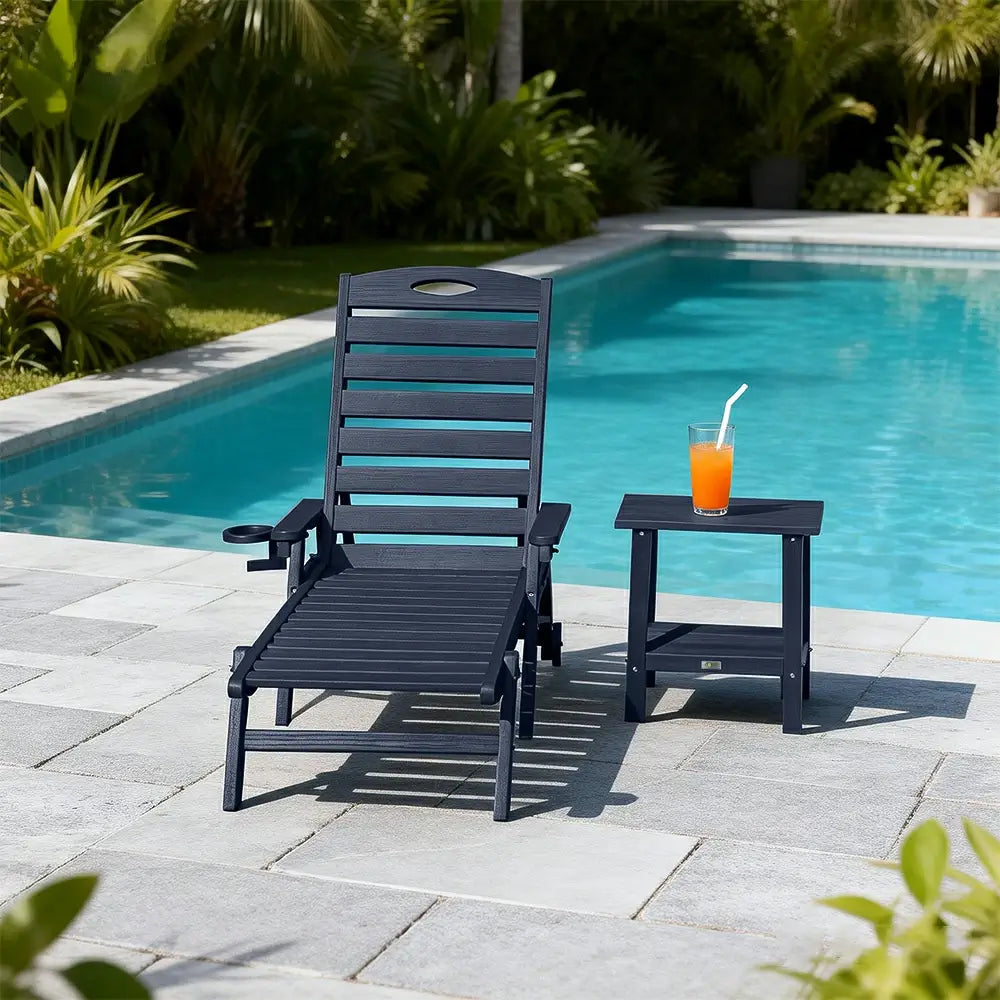 Domi Outdoor Living HDPE Chaise Lounge#color_navy blue
