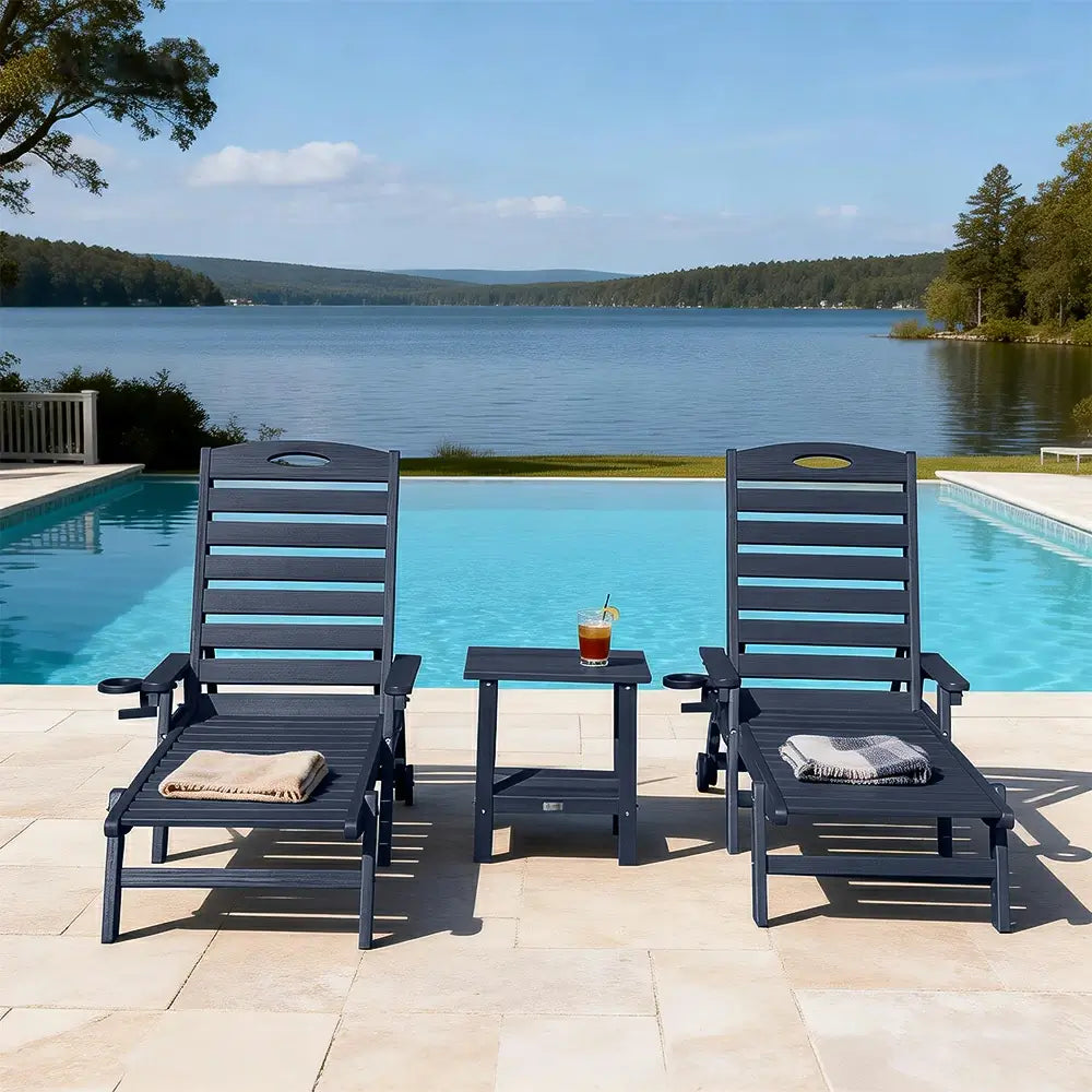 Domi Outdoor Living HDPE Chaise Lounge#color_navy blue