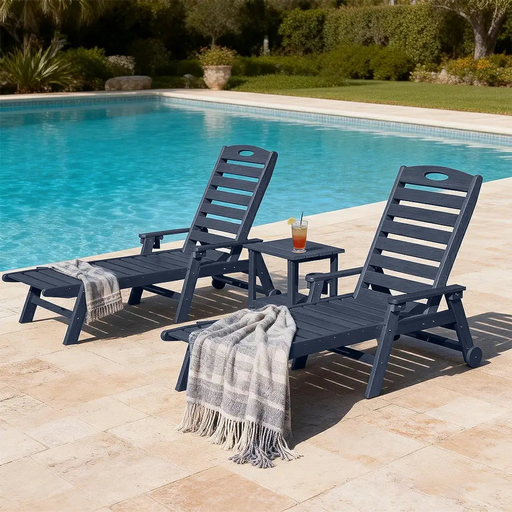 Domi Outdoor Living HDPE Chaise Lounge#color_navy blue