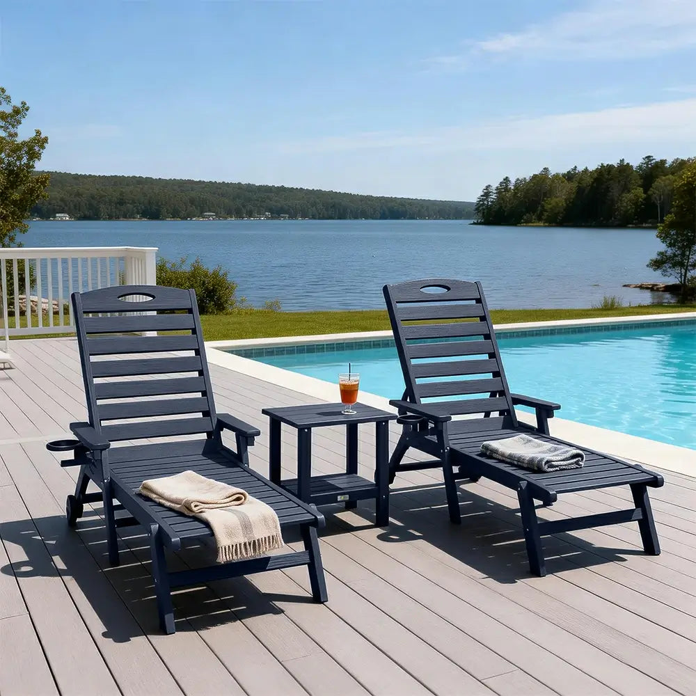Domi Outdoor Living HDPE Chaise Lounge#color_navy blue