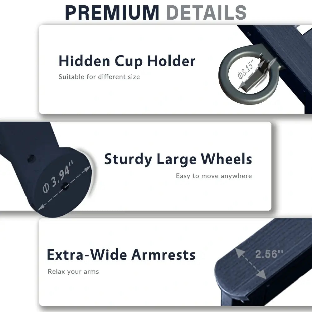 Domi Outdoor Living HDPE Chaise Lounge#color_navy blue