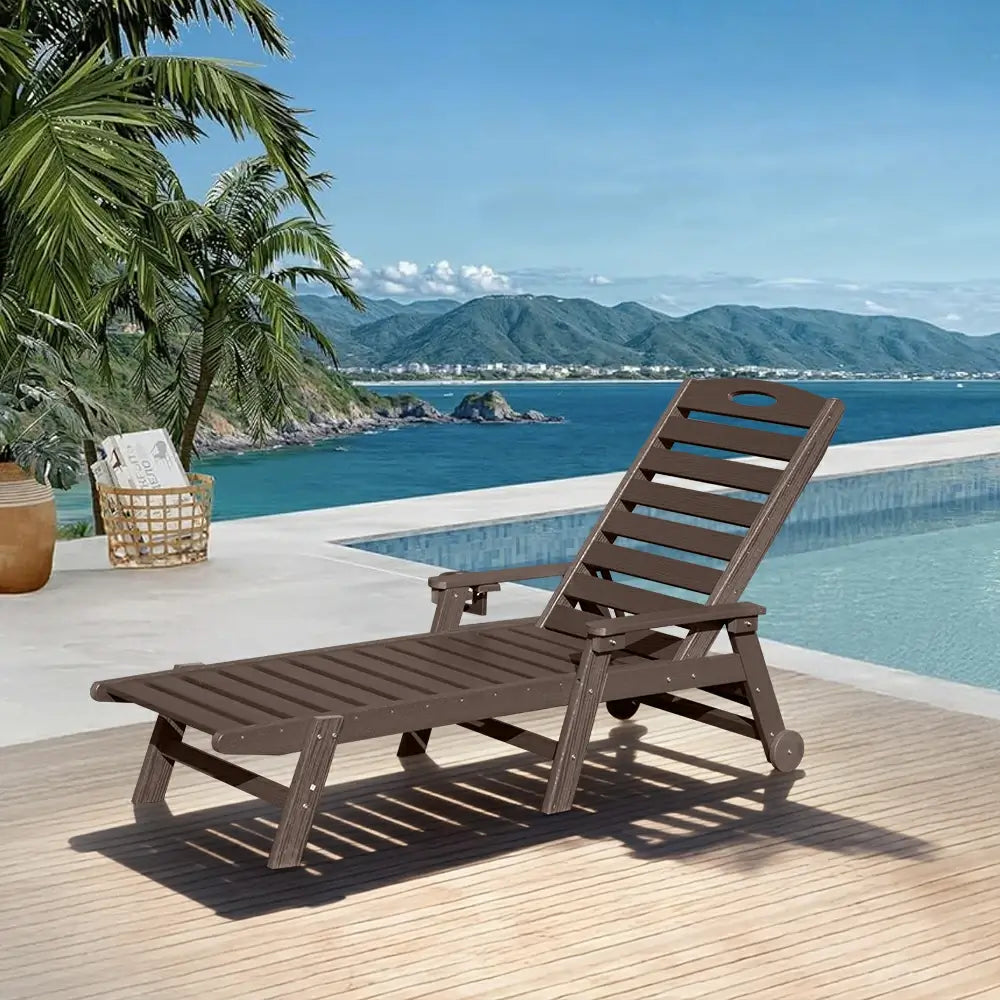 Domi Outdoor Living HDPE Chaise Lounge#color_brown