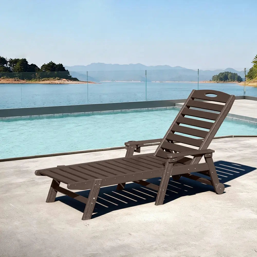 Domi Outdoor Living HDPE Chaise Lounge#color_brown
