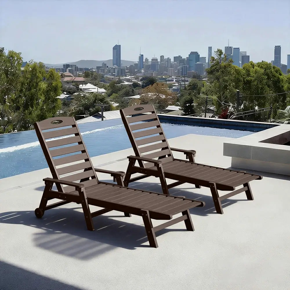 Domi Outdoor Living HDPE Chaise Lounge#color_brown