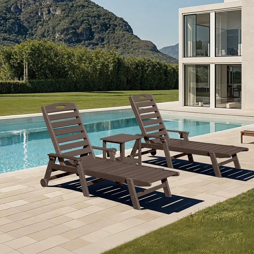 Domi Outdoor Living HDPE Chaise Lounge#color_brown