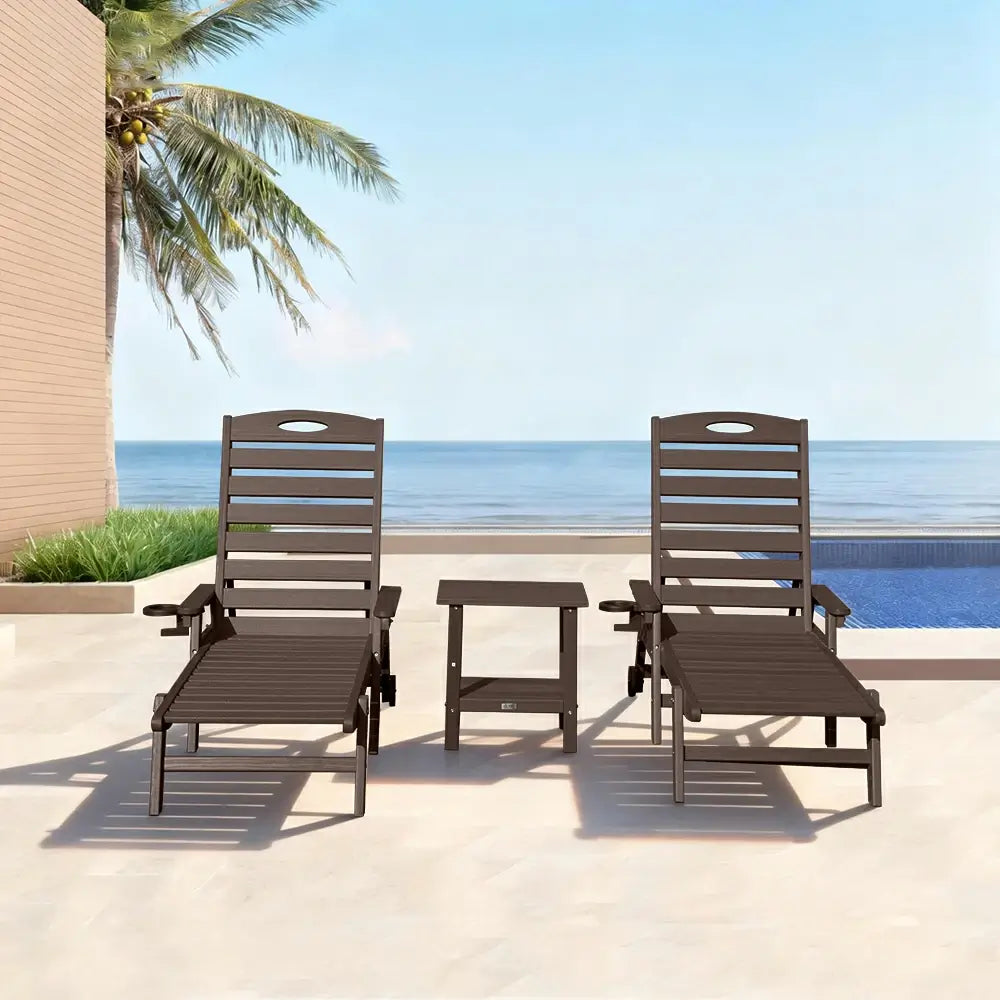 Domi Outdoor Living HDPE Chaise Lounge#color_brown