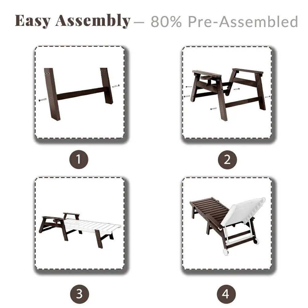 Domi Outdoor Living HDPE Chaise Lounge#color_brown