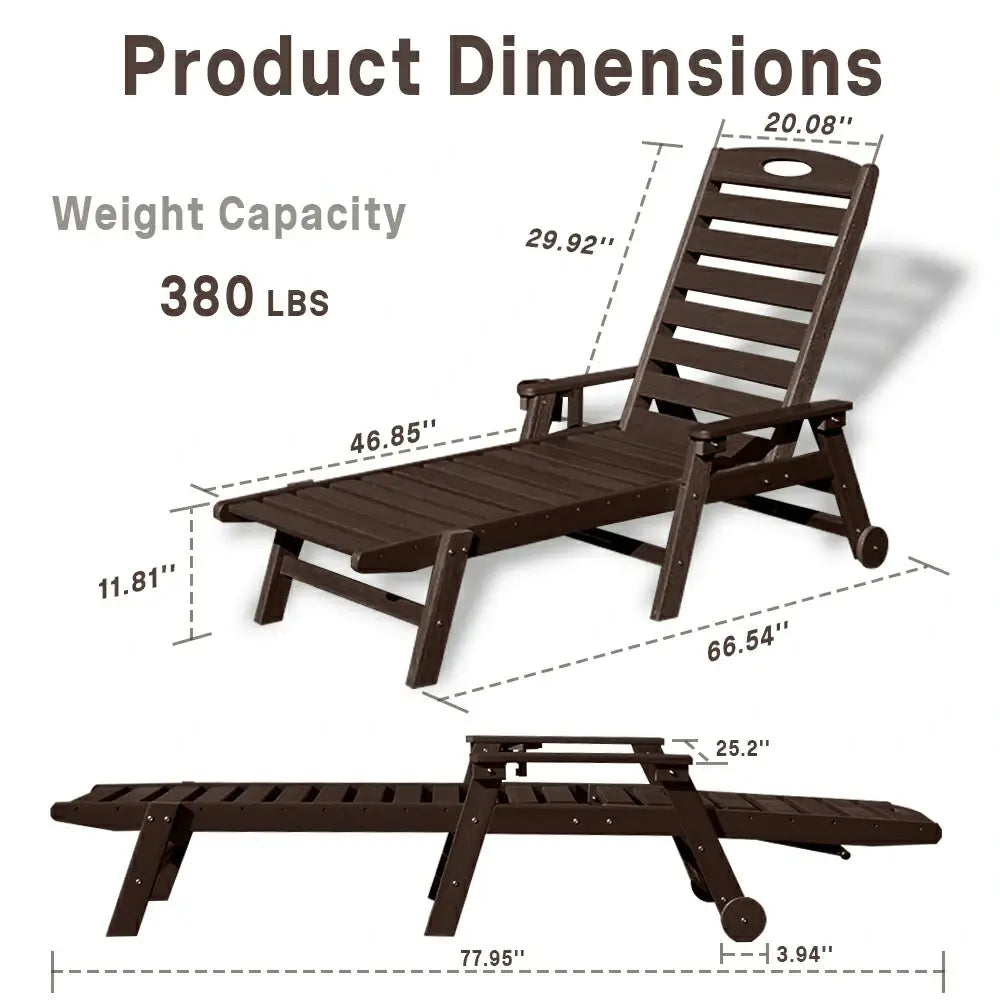 Domi Outdoor Living HDPE Chaise Lounge#color_brown