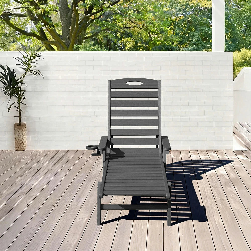 Domi Outdoor Living HDPE Chaise Lounge#color_gray