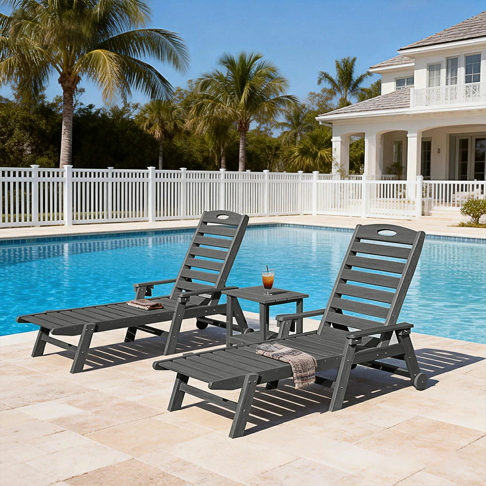 Domi Outdoor Living HDPE Chaise Lounge#color_gray