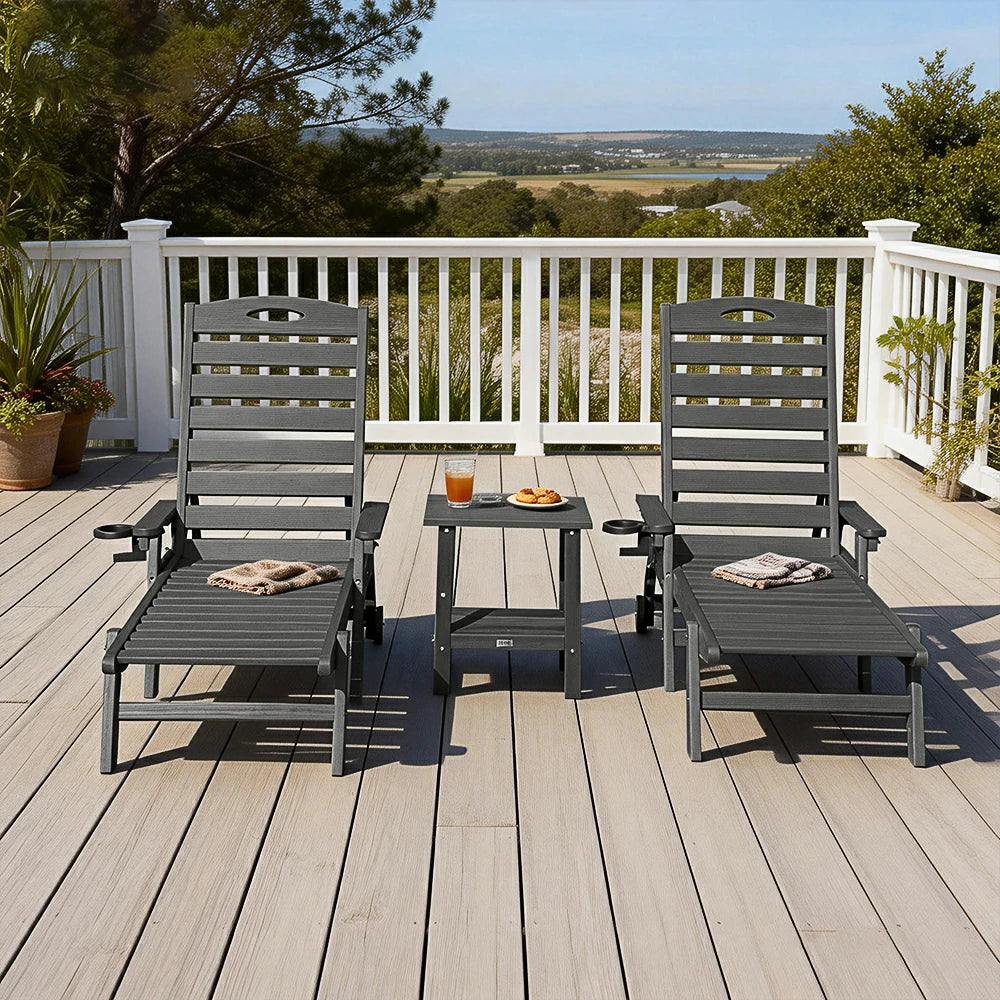 Domi Outdoor Living HDPE Chaise Lounge#color_gray