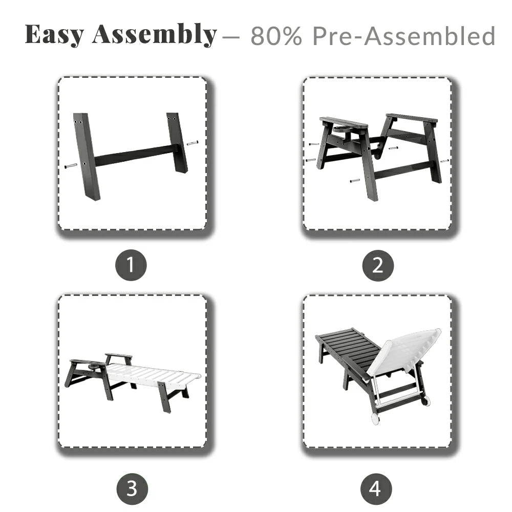 Domi Outdoor Living HDPE Chaise Lounge#color_gray