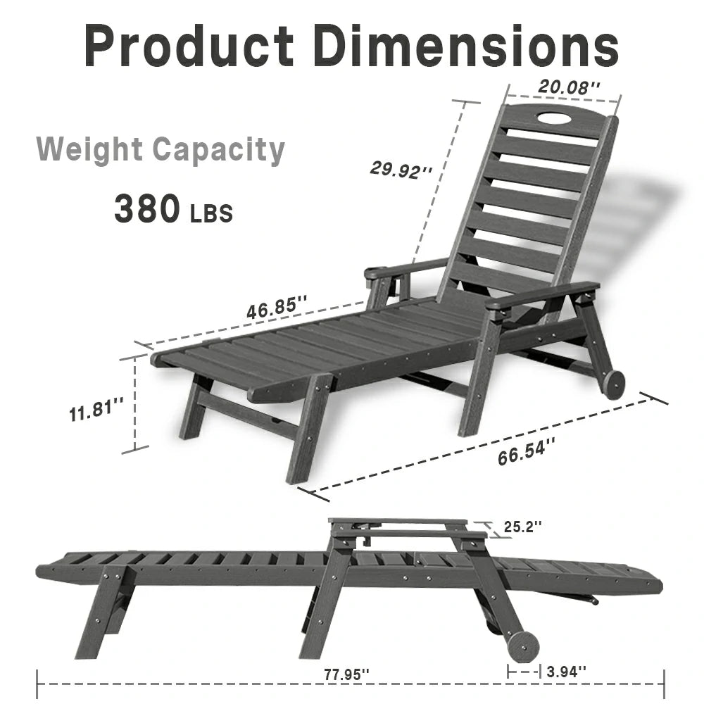 Domi Outdoor Living HDPE Chaise Lounge#color_gray