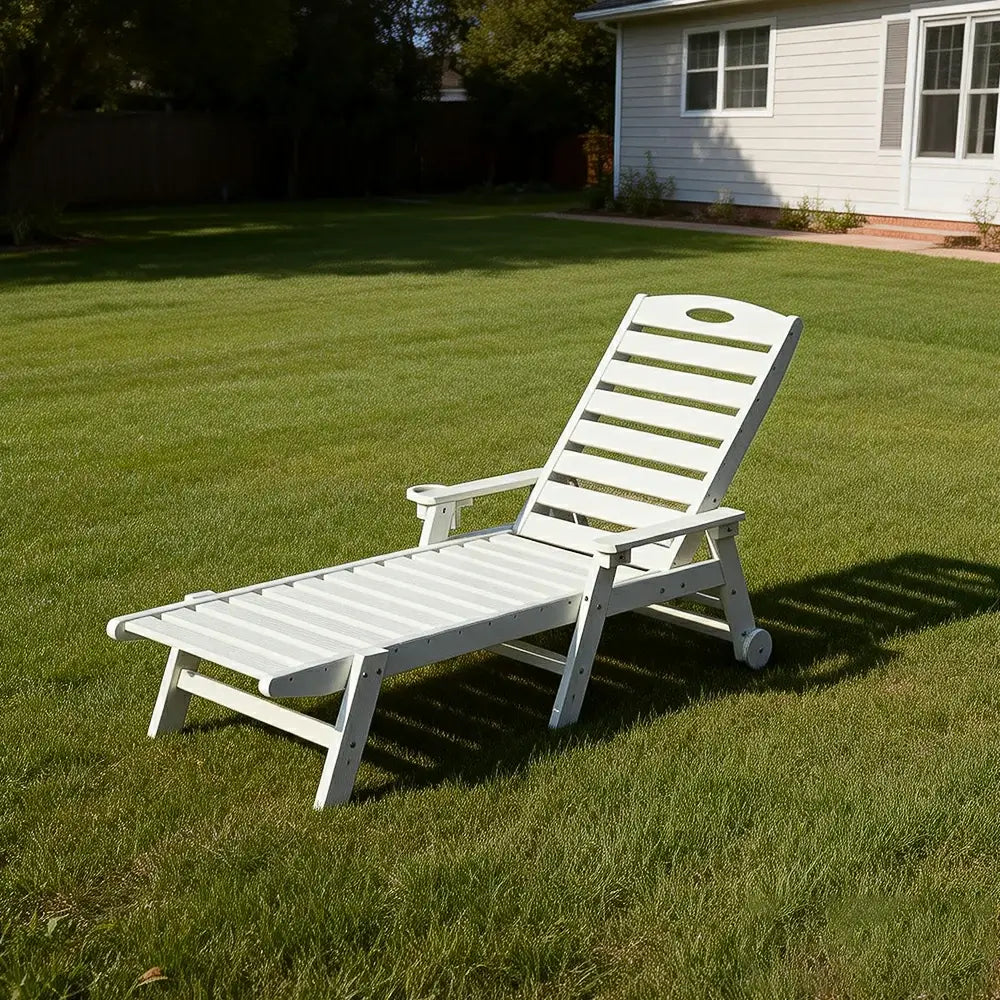 Domi Outdoor Living HDPE Chaise Lounge#color_white