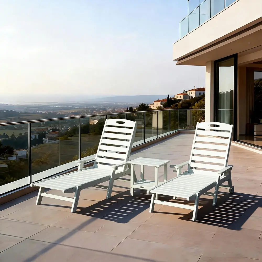 Domi Outdoor Living HDPE Chaise Lounge#color_white