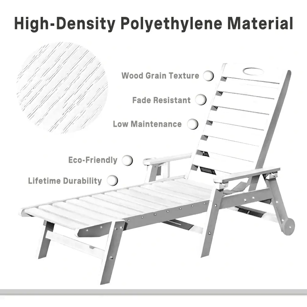 Domi Outdoor Living HDPE Chaise Lounge#color_white