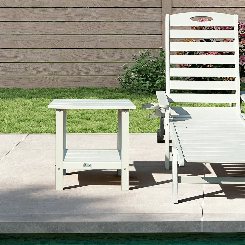 Domi Outdoor Living HDPE Side Table#color_white