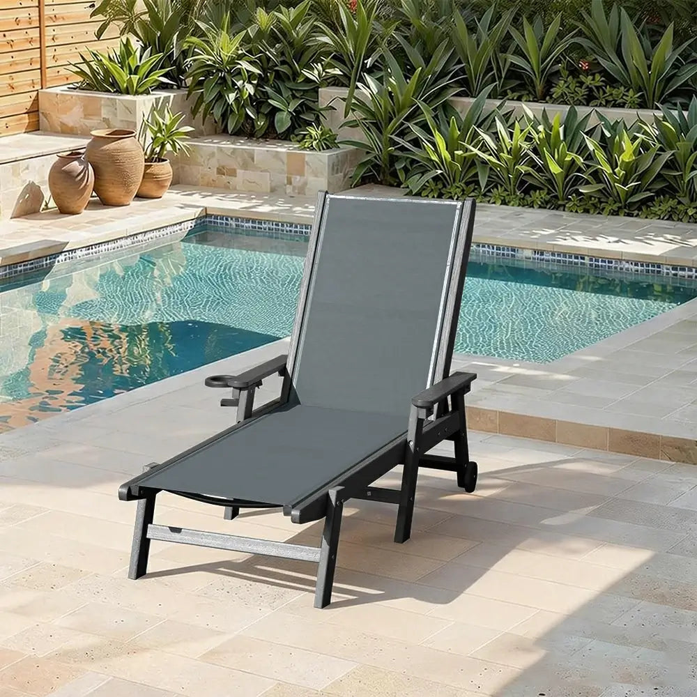 Domi Outdoor Living HDPE Sling Chaise Lounge#color_dark gray
