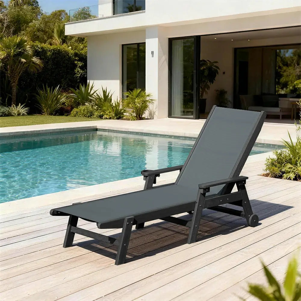 Domi Outdoor Living HDPE Sling Chaise Lounge#color_dark gray