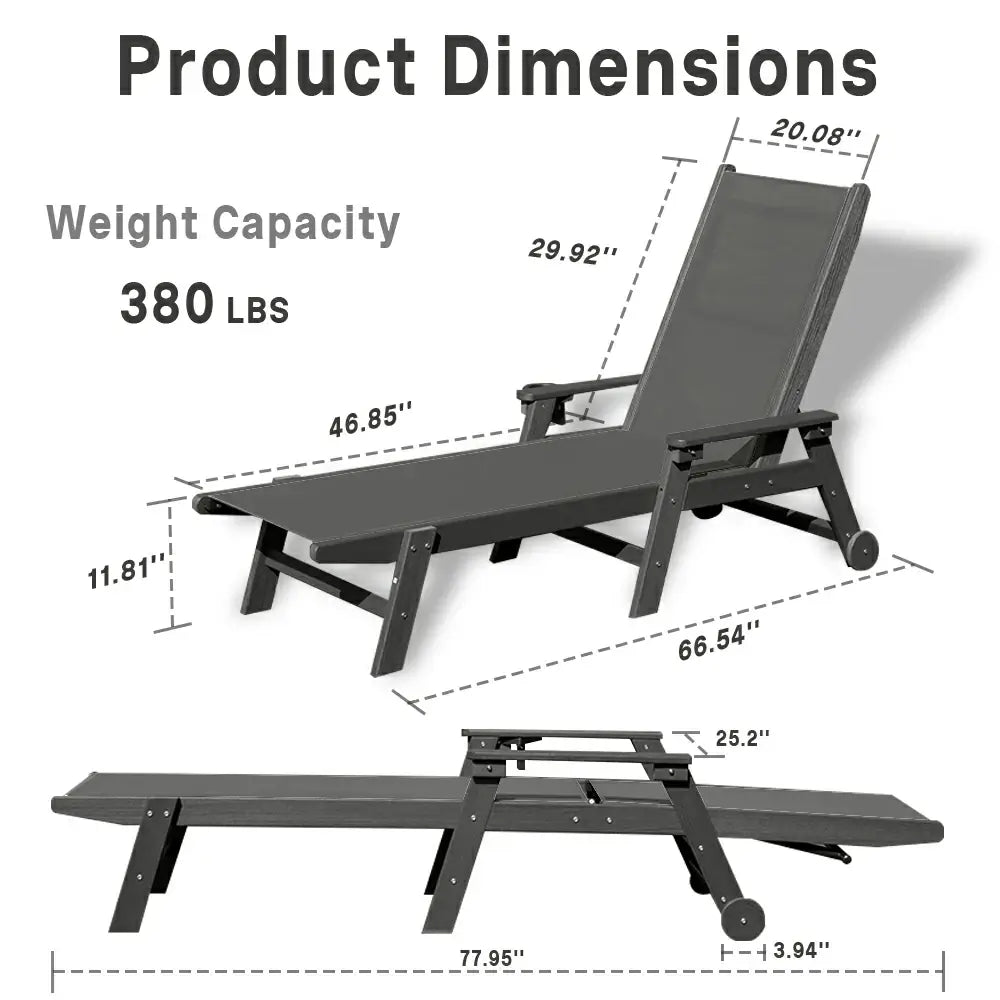 Domi Outdoor Living HDPE Sling Chaise Lounge#color_dark gray