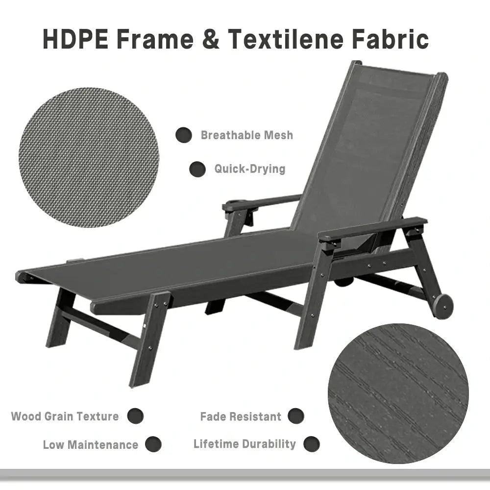 Domi Outdoor Living HDPE Sling Chaise Lounge#color_dark gray