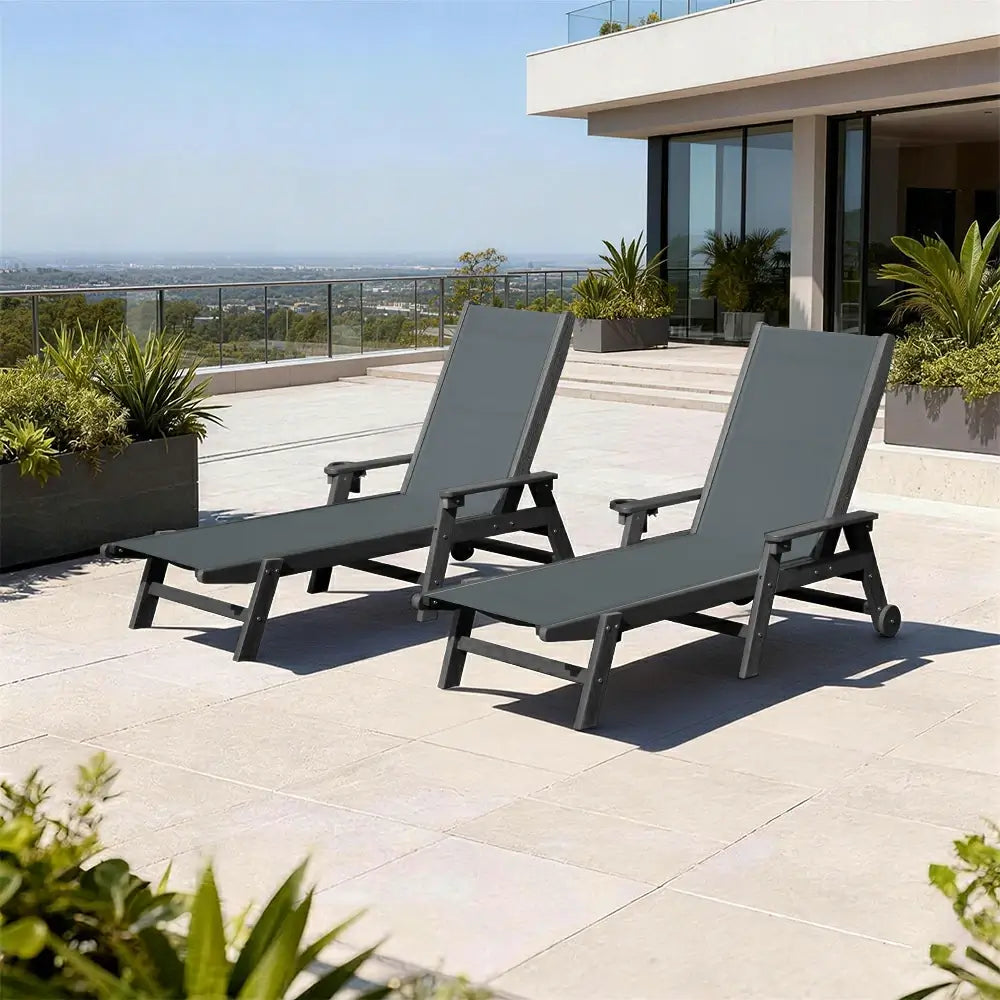 Domi Outdoor Living HDPE Sling Chaise Lounge#color_dark gray