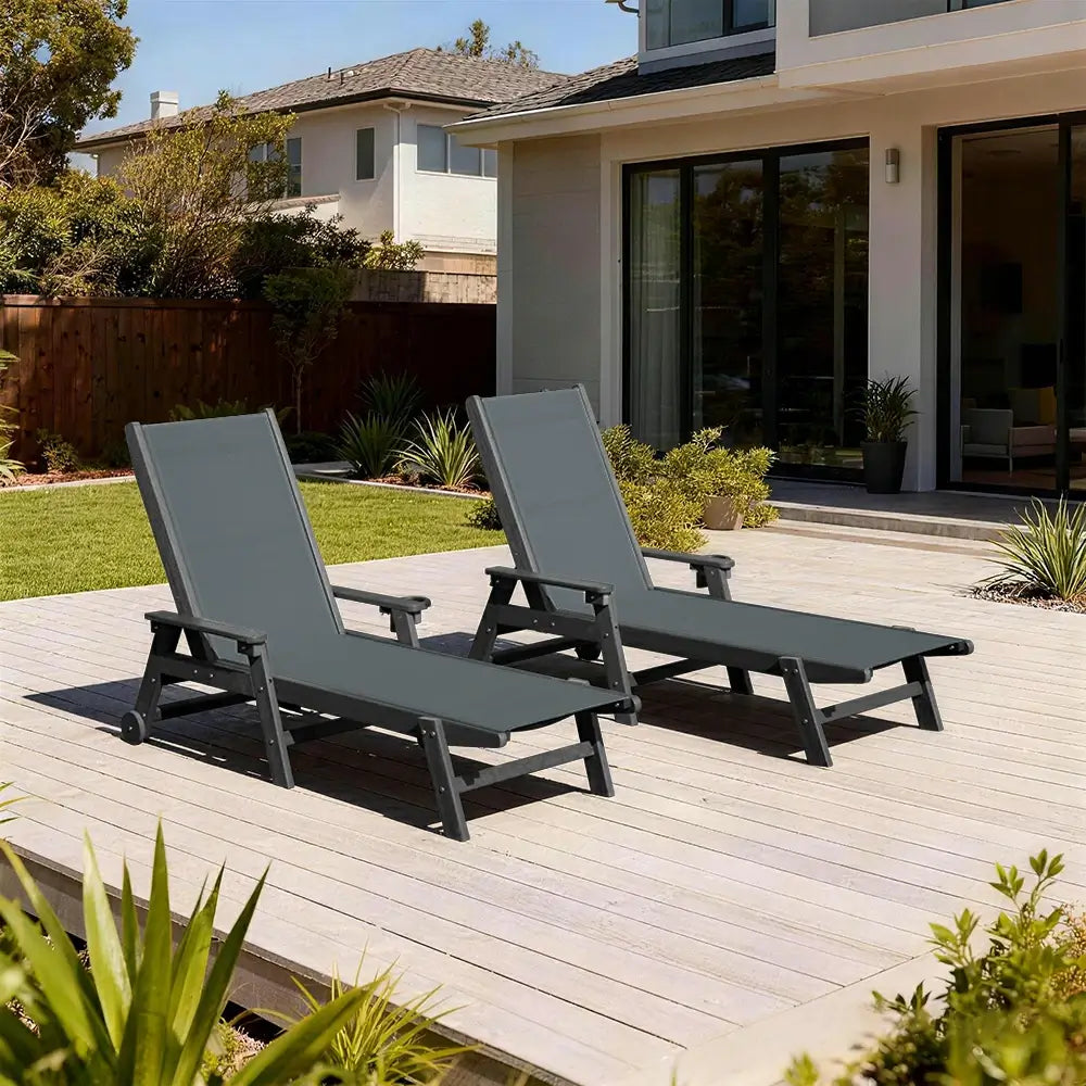 Domi Outdoor Living HDPE Sling Chaise Lounge#color_dark gray