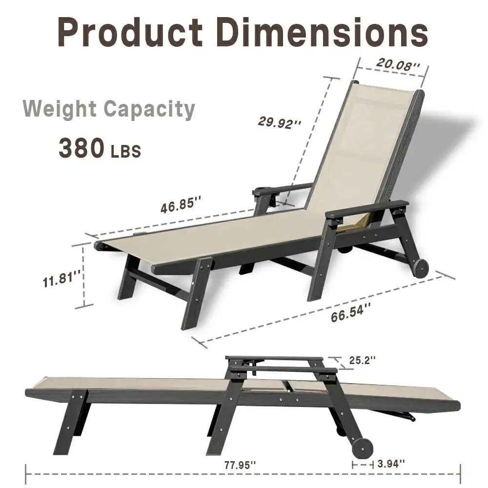 Domi Outdoor Living HDPE Sling Chaise Lounge#color_khaki
