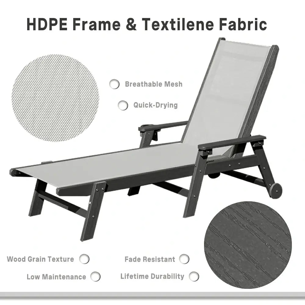 Domi Outdoor Living HDPE Sling Chaise Lounge#color_gray