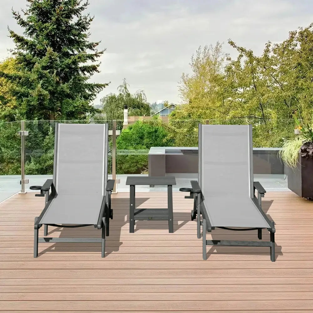 Domi Outdoor Living HDPE Sling Chaise Lounge#color_gray
