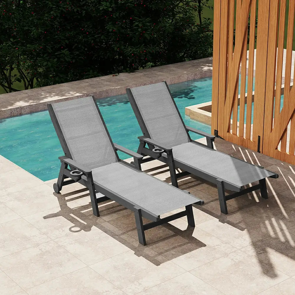 Domi Outdoor Living HDPE Sling Chaise Lounge#color_gray