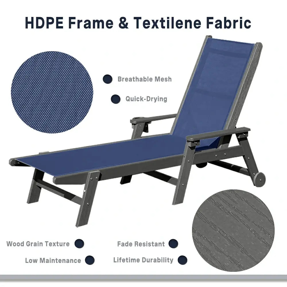 Domi Outdoor Living HDPE Sling Chaise Lounge#color_navy blue