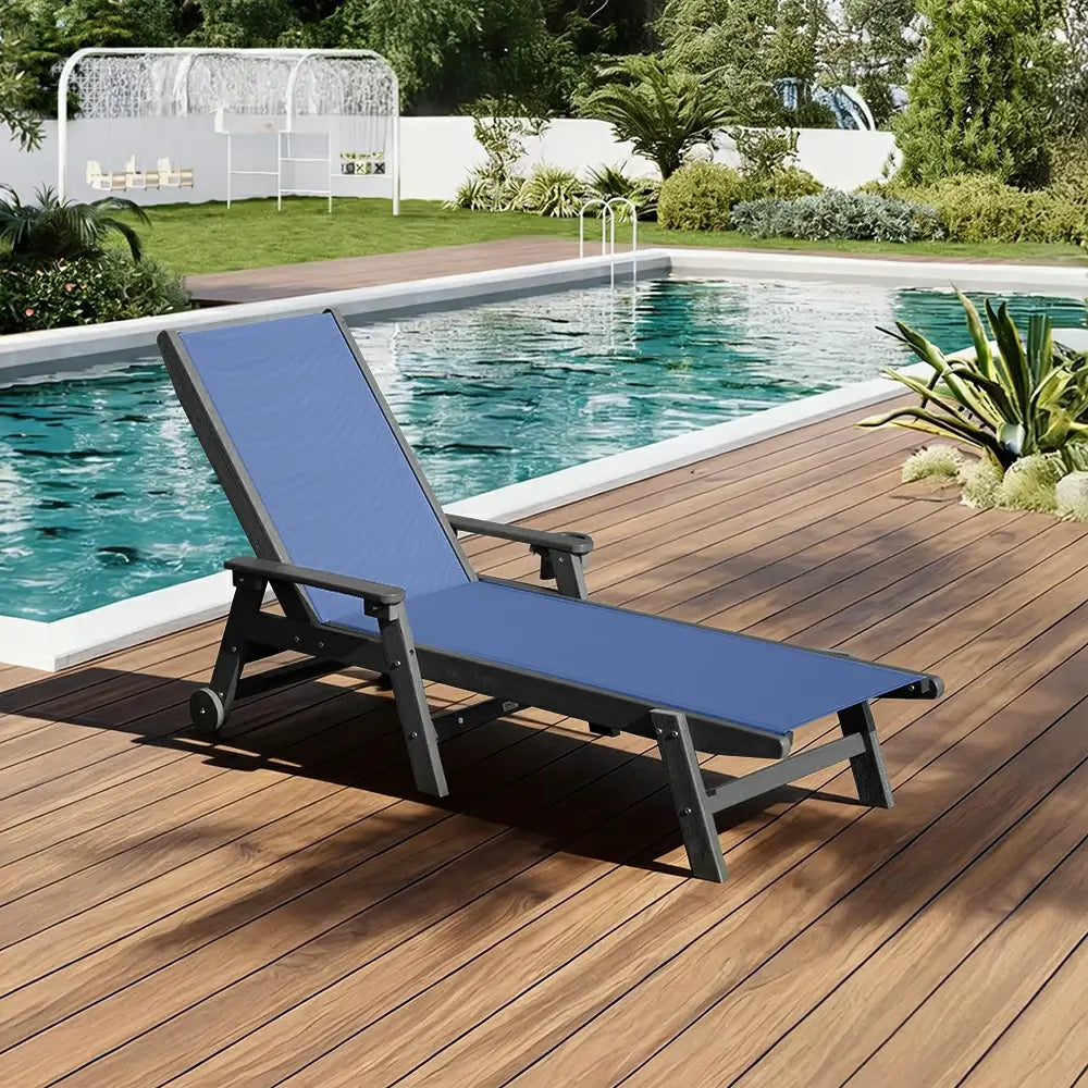 Domi Outdoor Living HDPE Sling Chaise Lounge#color_navy blue
