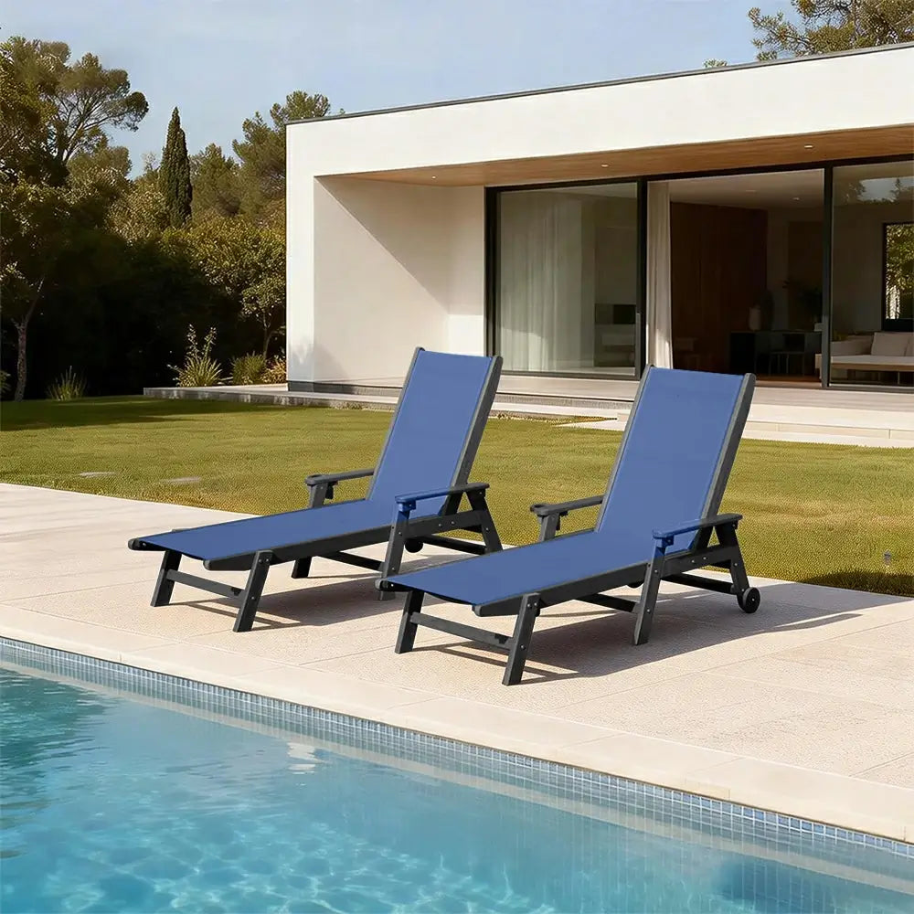 Domi Outdoor Living HDPE Sling Chaise Lounge#color_navy blue