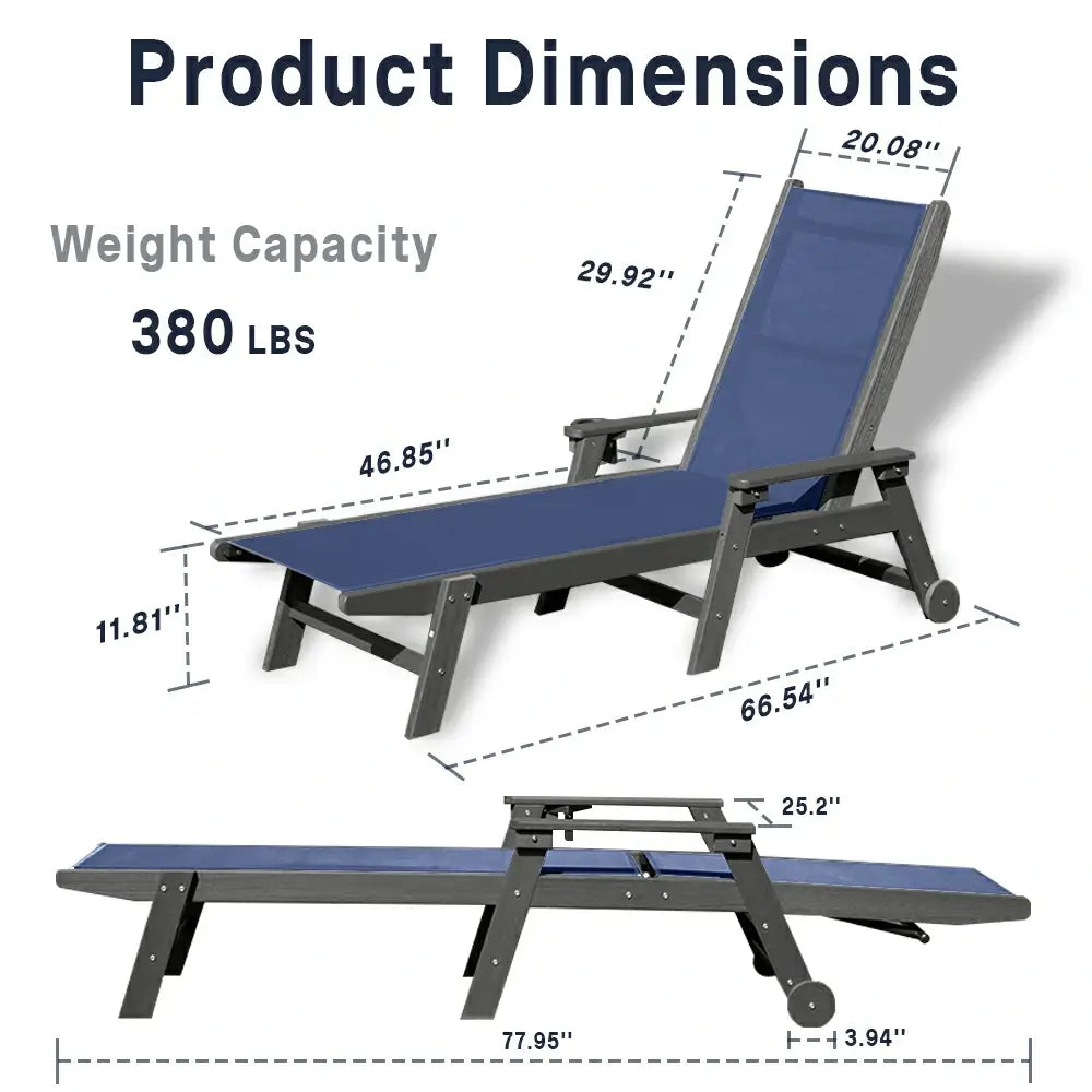 Domi Outdoor Living HDPE Sling Chaise Lounge#color_navy blue