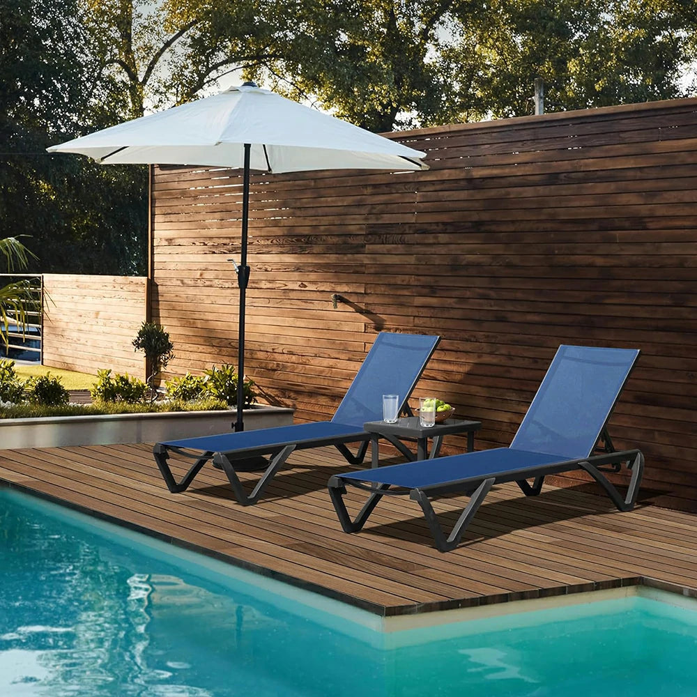 Domi Outdoor Living Pool Lounge Chair#color_Navy Blue