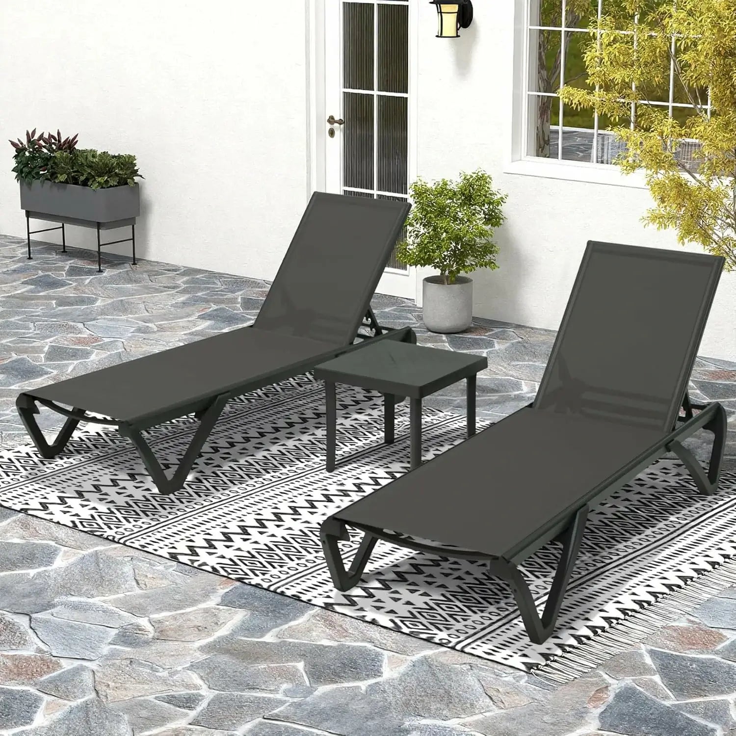 Domi Outdoor Living Pool Lounge Chair#color_Dark Gray