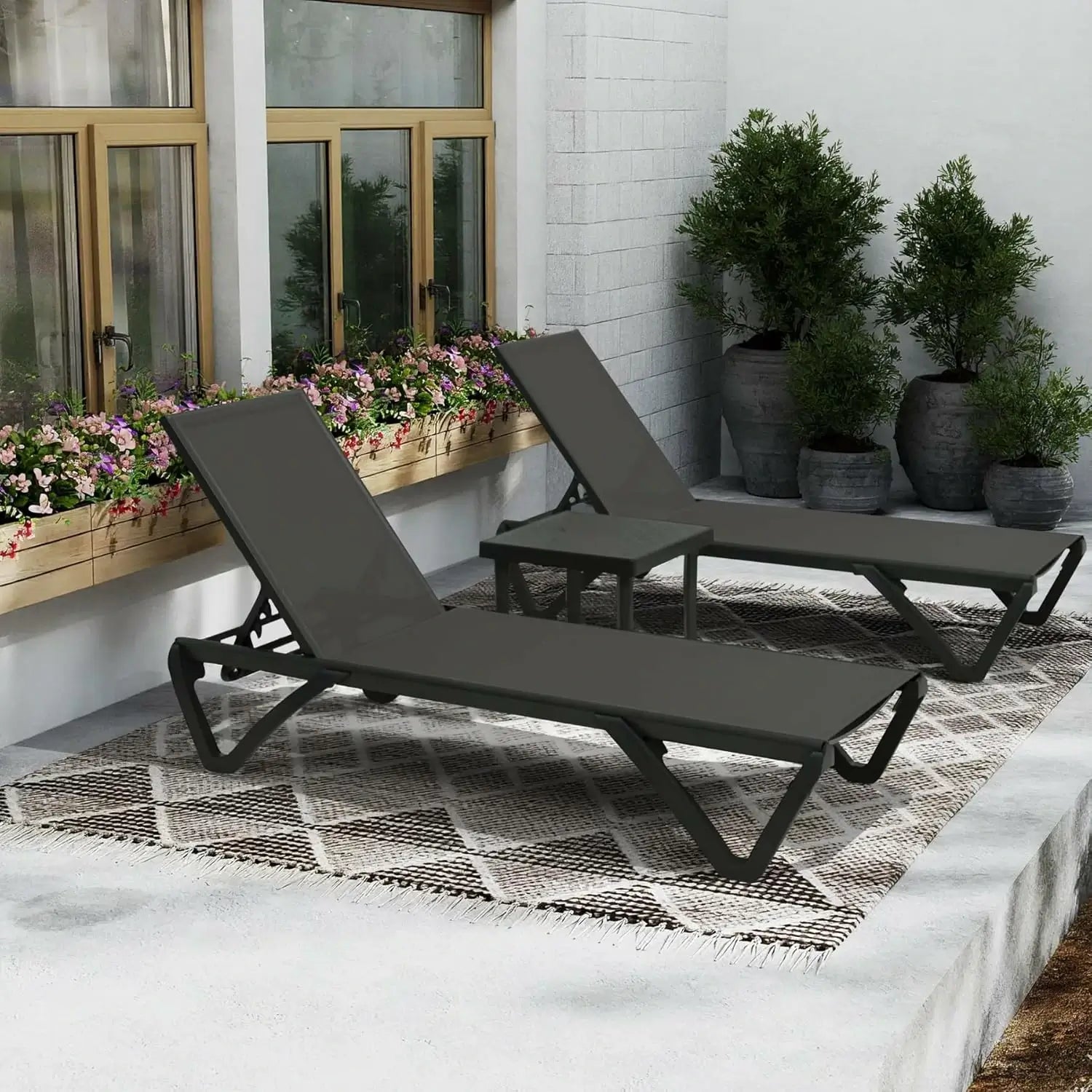Domi Outdoor Living Pool Lounge Chair#color_Dark Gray