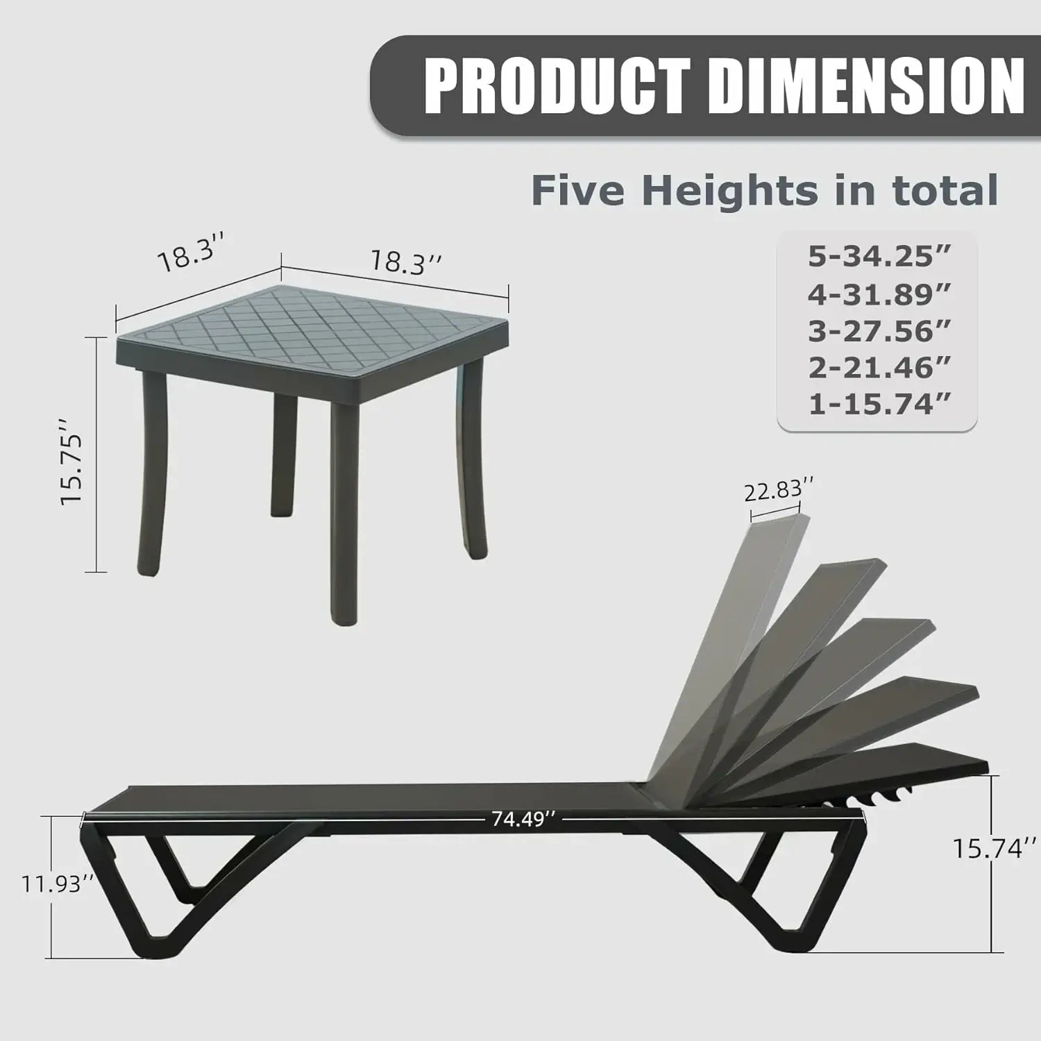 Domi Outdoor Living Pool Lounge Chair#color_Dark Gray
