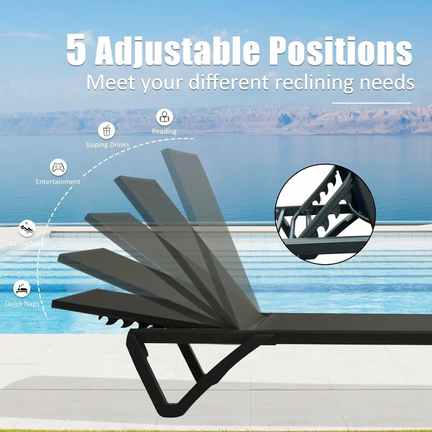 Domi Outdoor Living Pool Lounge Chair#color_Dark Gray