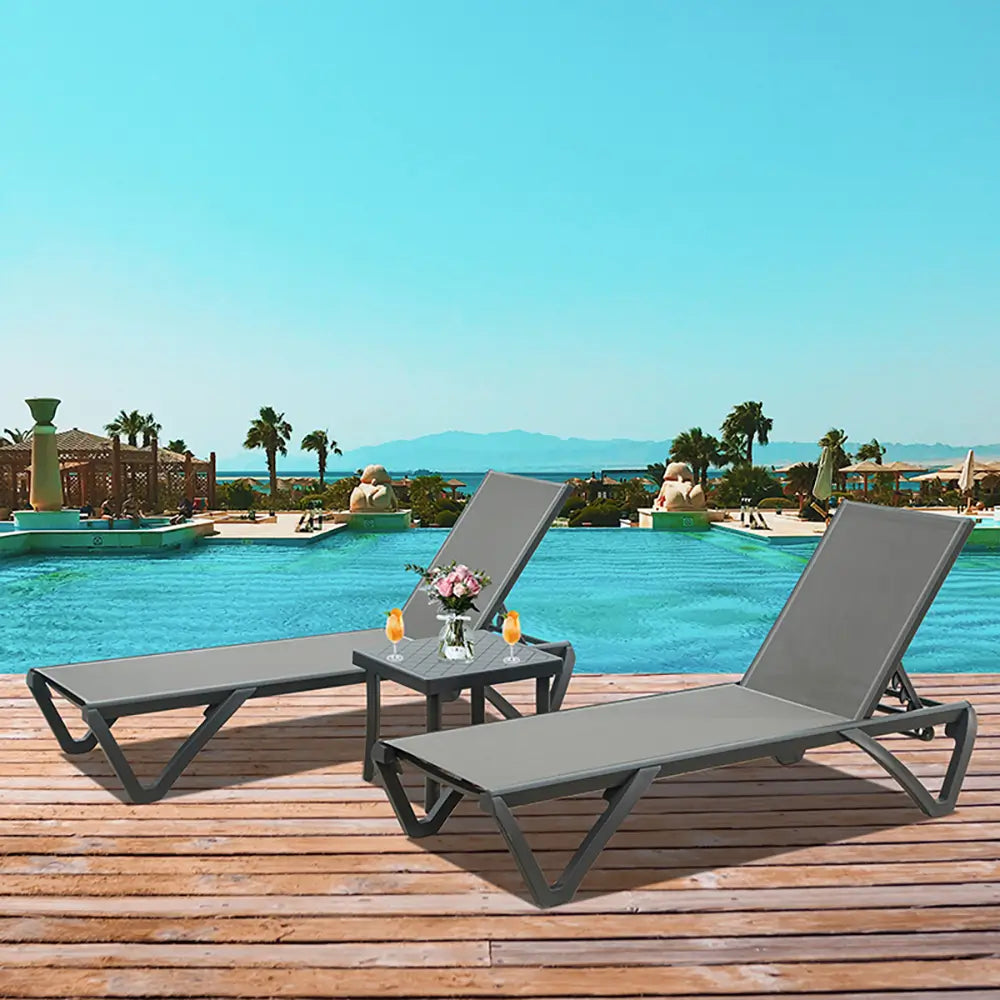Domi Outdoor Living Pool Lounge Chair#color_Gray